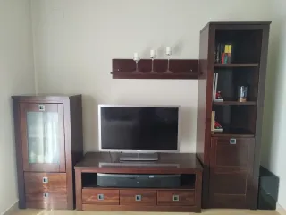 Muebles de salón madera y cristal