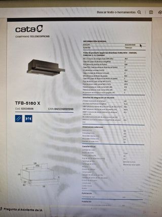 Campana Cata TFB 5160 X Inox Telescópica
