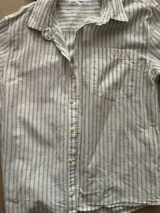 Camisa Zara Rayas Beige Talla M