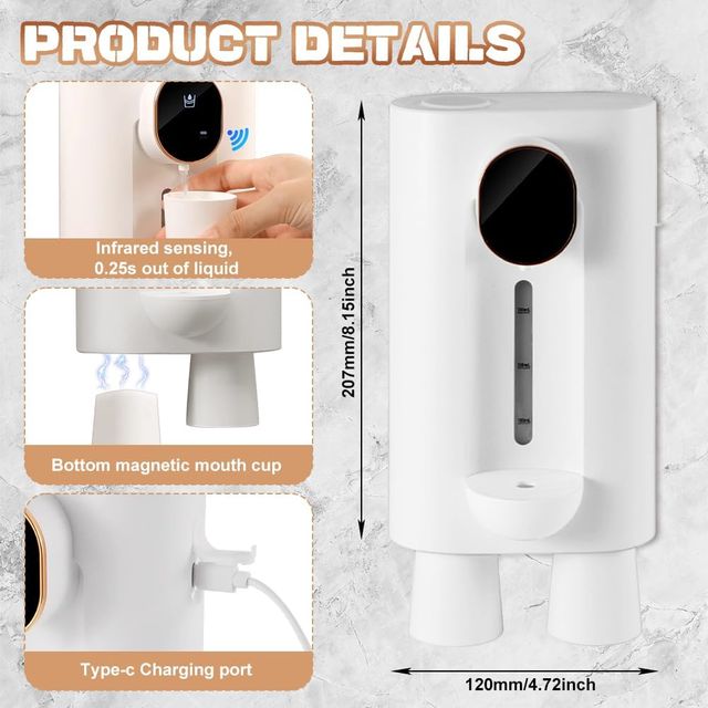 Dispensador automático de enxaguatório bucal para casa de banho