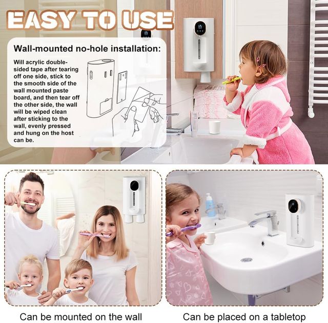 Dispensador automático de enxaguatório bucal para casa de banho