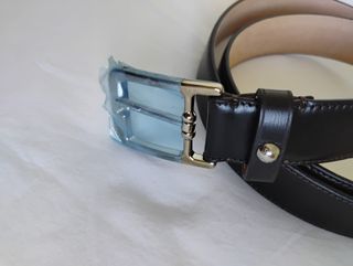 Cinturón LOEWE Negro y Plateado Hebilla Rectangula