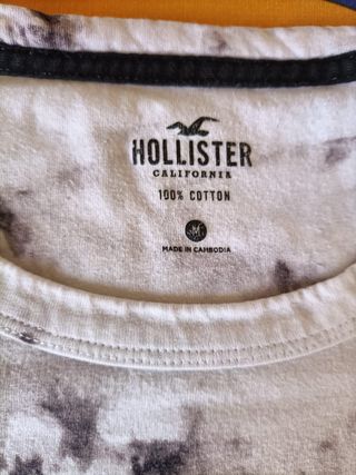 Camiseta Hollister Tie-Dye Gris y Blanca
