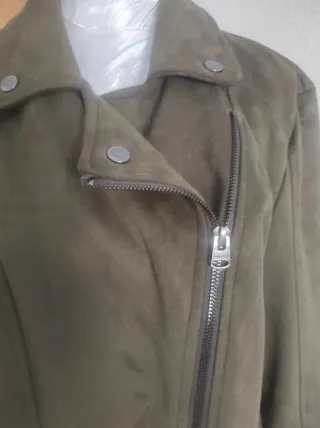 Cazadora Biker Antelina Verde Oliva