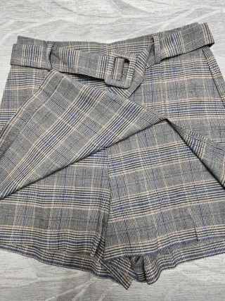 Falda pantalón cuadros gris