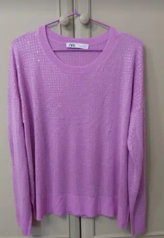 Jersey Zara malva clarito con brillantitos.