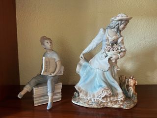 Statue in porcellana fiori per bambino e donna