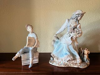 Statue in porcellana fiori per bambino e donna