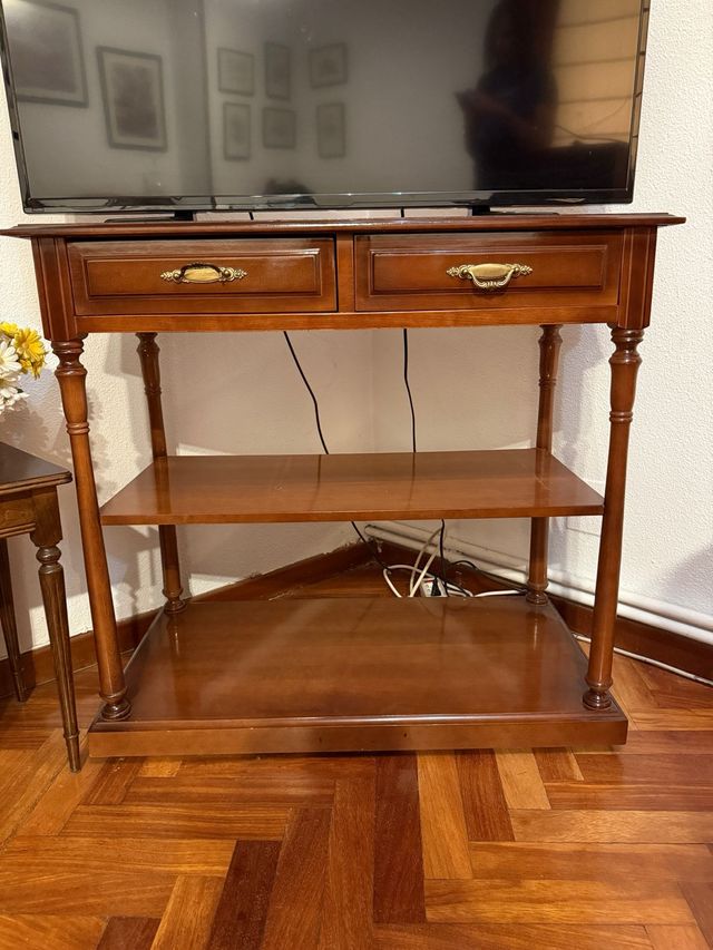 Mesa auxiliar madera con 2 cajones