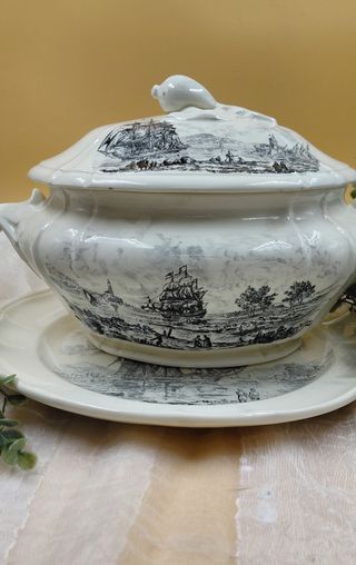 Zuppiera con vassoio vintage Laveno