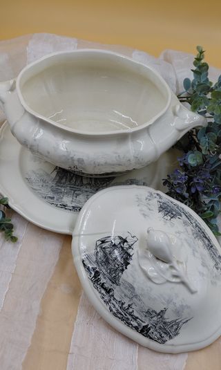 Zuppiera con vassoio vintage Laveno