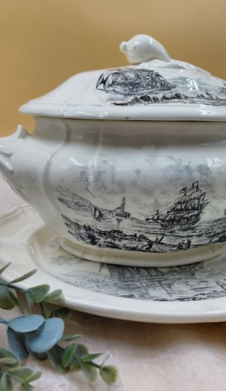 Zuppiera con vassoio vintage Laveno