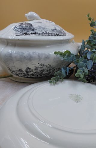 Zuppiera con vassoio vintage Laveno