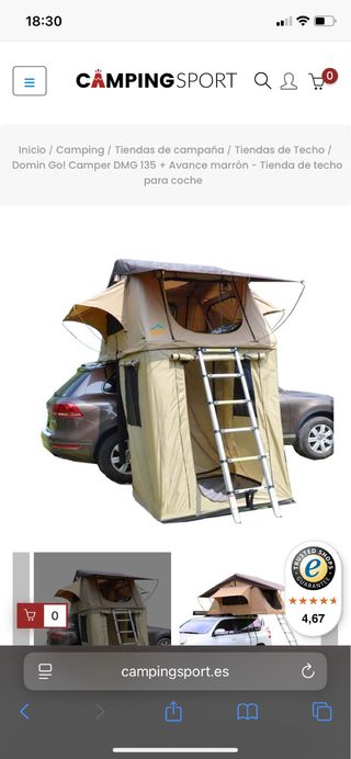 Tienda de techo para coche nueva conlchon y avance