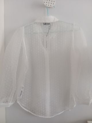 Blusa Stradivarius Blanca Transparente