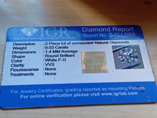 2 Diamantes Naturales VVS Redondos