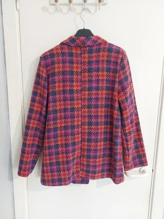 Blazer cuadros rosa y morado Talla L