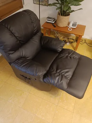 Sillón reclinable cuero sintético negro