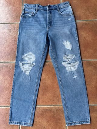 Pantalón vaquero mujer desgastado
