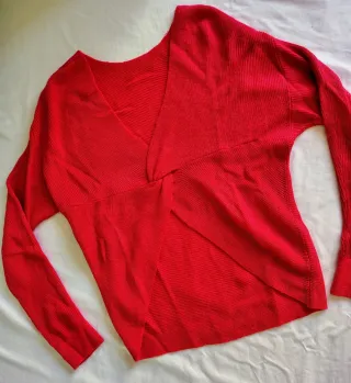 Jersey coral con escote cruzado