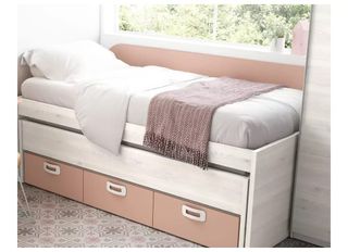 Mueble juvenil modular madera y naranja