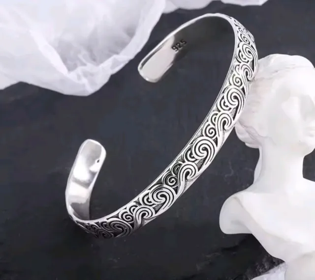 Pulsera esclava plata 925 diseño olas