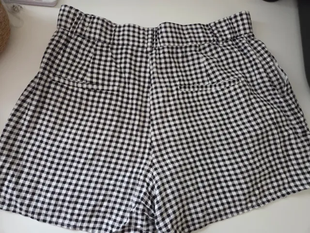 Shorts vichy rústico blanco y negro