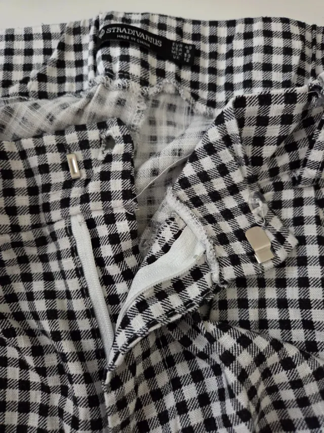 Shorts vichy rústico blanco y negro