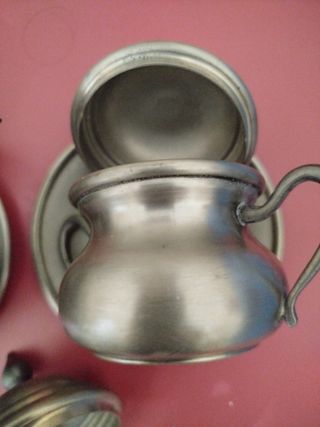 Caraffa e zuccheriera peltro.mistoArgente vintage