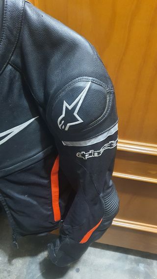 Chaqueta Moto Alpinestars Piel Hombre Negra/Naranj