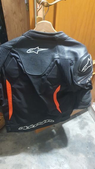 Chaqueta Moto Alpinestars Piel Hombre Negra/Naranj