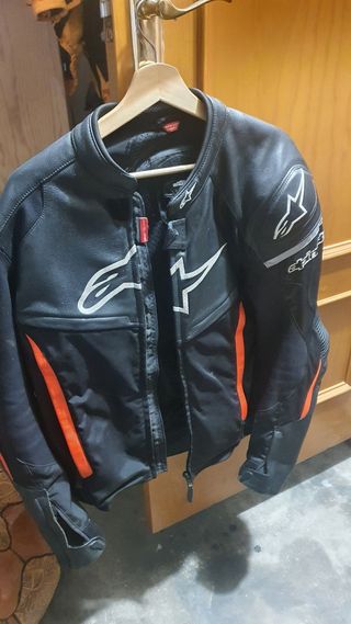 Chaqueta Moto Alpinestars Piel Hombre Negra/Naranj