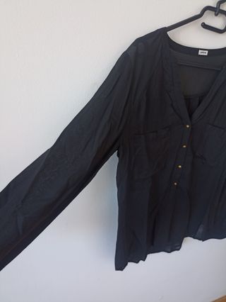 Camisa negra de manga larga – Pimkie – Talla S