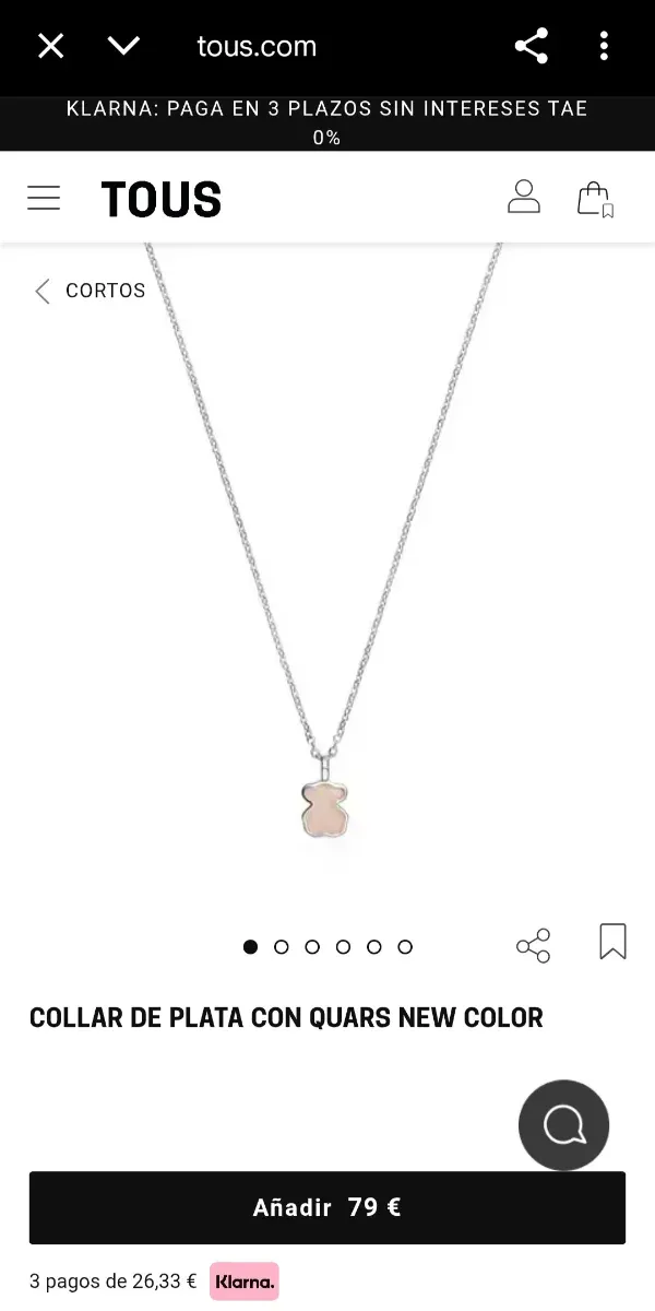 Collar Oso TOUS Plata y Cuarzo Rosa Original