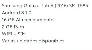 Samsung Galaxy Tab A (2016) Blanca