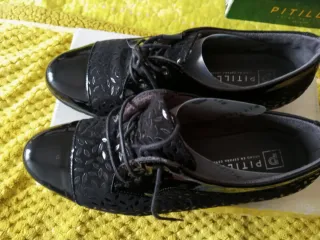 Zapatos Pitillos Negros Cordones
