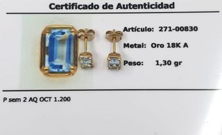 Pendientes Tynel Oro 18k Aguamarina