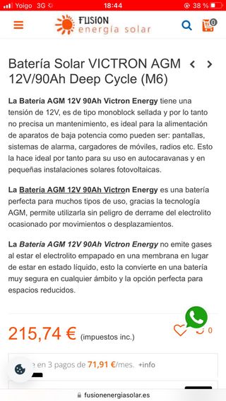 Batería Victron Energy AGM 12V-90AH