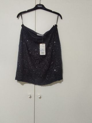 Falda lentejuelas negra talla M