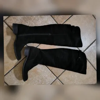 Stivali Alti Camoscio Nero Tg 37