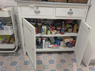 Alacena Cocina Vintage Madera Metal Mimbre