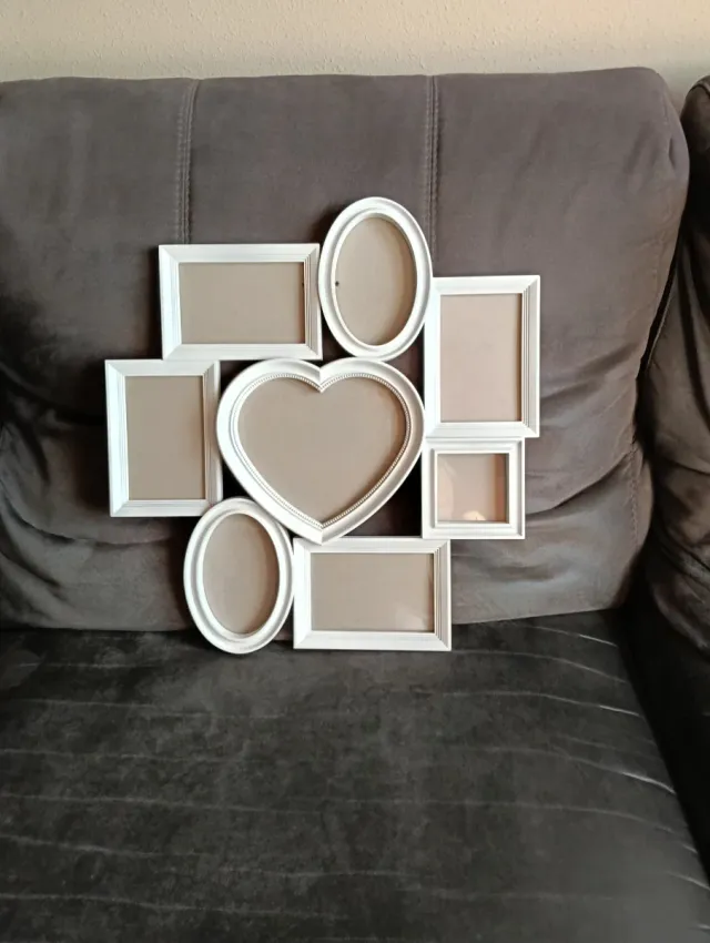 Marco de fotos múltiple corazón blanco