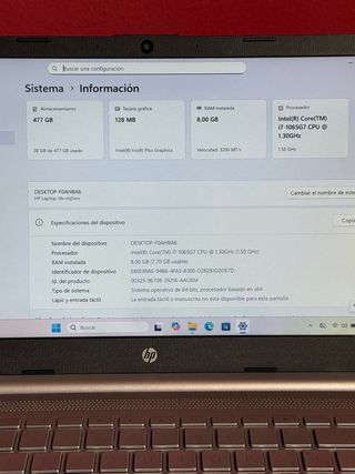 Portátil HP 14s i7 10ª Gen / 8GB / SSD 512GB 
