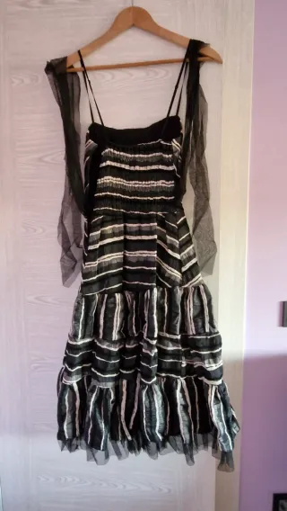 Vestido fiesta rayas blanco y negro T40/42