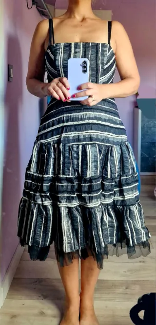 Vestido fiesta rayas blanco y negro T40/42