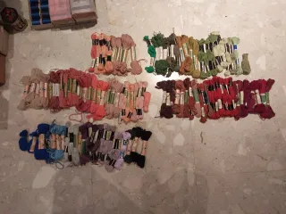 Lote hilos lana y algodón tapicería
