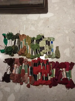 Lote hilos lana y algodón tapicería