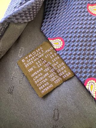 Corbata ETRO Milano – Seda azul con microestampado