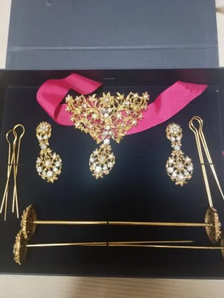 Aderezo Fallera Oro y Rosa