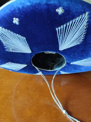 Sombrero Mexicano Charro Azul Dorado Hecho a Mano